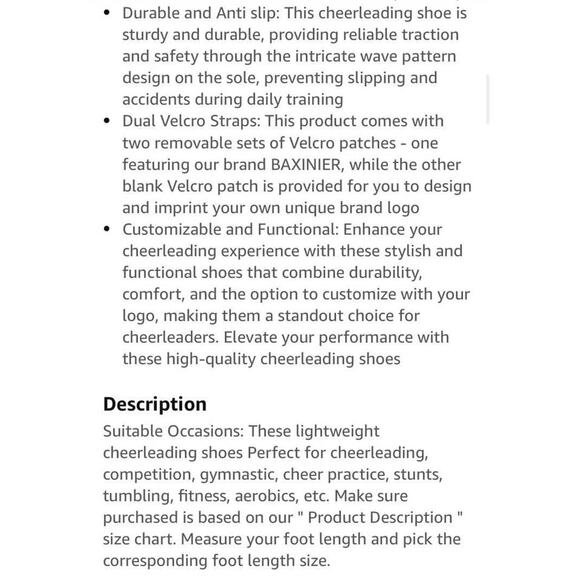 Youth Size 11 White, Lightweight Competition Cheer Sneakers, Training or Dance - Picture 6 of 6